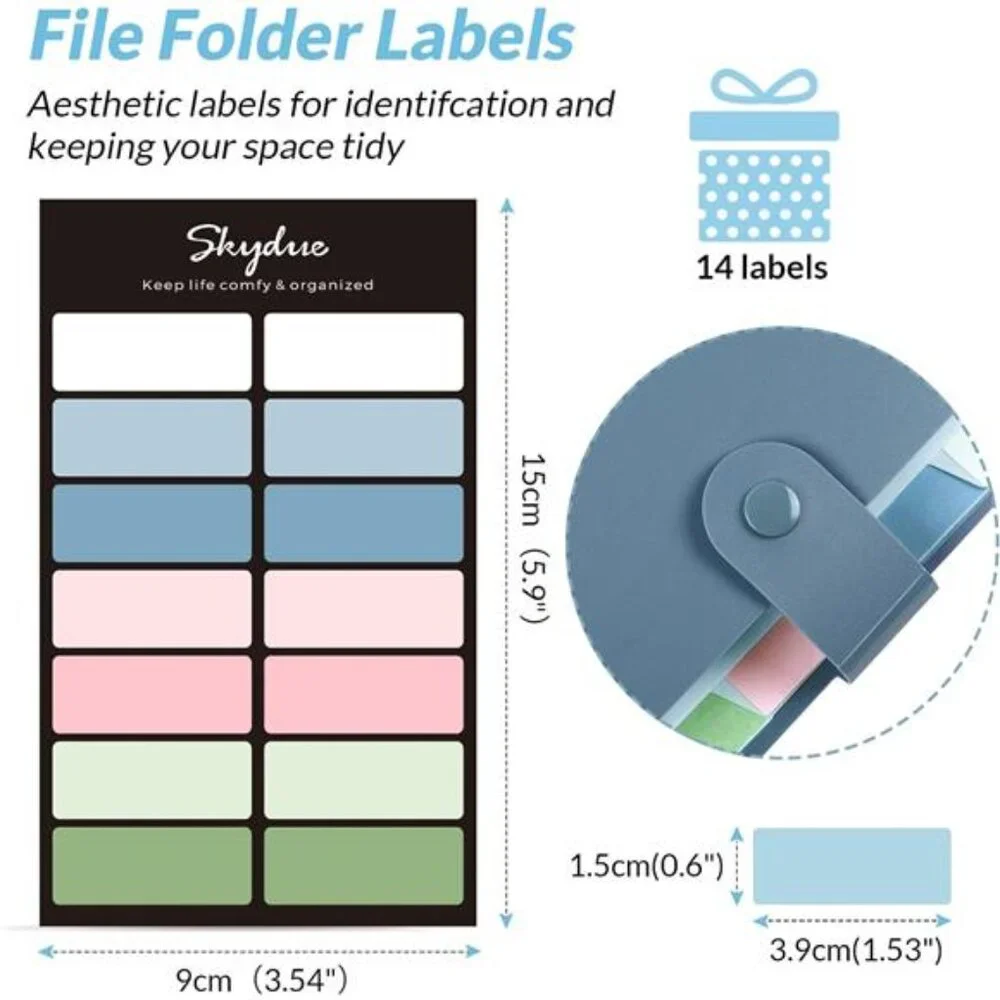 Expanding File Organizer with 8 Pockets, Accordion File Folders with Labels,Blue